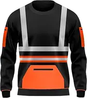 [trending babz] New Mens Hi Vis Sweatshirt Contrast 2 Tone High Visibility Pull Over Top Security Workwear Crew Neck Top S/XXL