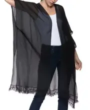MSRP $39 Inc International Concepts Easy Solid Fringe Topper Black Size OSFA