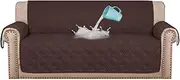 [Smarcute] 100% Waterproof Sofa Covers Couch Covers Sofa Slip Covers Quilted Sofa Protectors from Pets/Dogs/Kids with Non Slip Backing, Stay in Place with Strap (3 Seater, Brown)