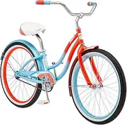 Kulana Lakona Shore Beach Cruiser Bike, 24-Inch Wheels, Single Speed, Blue/Coral (R1751AZ)