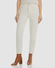 $225 Rag & Bone Women's Ivory Cotton High Waist Cigarette Jeans Pants Size 24