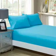 Fabric Fantastic 1000tc Ultra Soft Super King Size Bed Light Blue Fitted Sheet & 2 Pillowcases Set