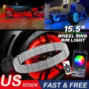4x15.5'' RGB Double Row LED Wheel Ring Lights For Truck Car Rim Lights Switch US