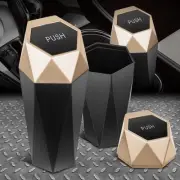 [2PCS] Portable Car Mini Rubbish Bin Holder Trash Garbage Can Dust Case Gold Lid