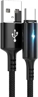 Charger Cable, LED Light Nylon Fast Charging Cable, Fast Charging Cable, Type-C Auto Off for Laptop, Computer