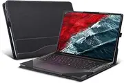 Laptop Case Compatible with Lenovo ThinkPad E16 Gen 2 16 Inch, ThinkPad E16 AI 2024 Series Sleeve PU Leather Detachable Notebook Cover Bag Protective Skin (Black Gray)