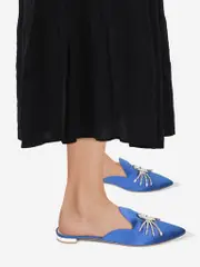 Blue Crystal Spider Embellished Mules