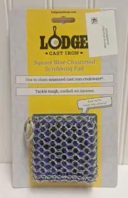 Lodge Cast Iron Square Blue Chainmail Scrubbing Pad - NEW