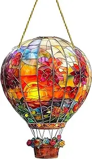 Hot Air Balloon Stained Sun Catcher, Small Acrylic Colored Wall Hangable Decor, Hot Air Balloon Window Decorations, Festive Decoration for Garden Yard Patio Farmhouse, Party Decor