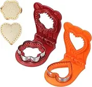 uxcell 2 Pack Crustless Sandwich Cutter, Flower/Heart Shape Uncrustable Sandwich Maker Sealer Press Bread Cookie Cutter and Sealer for DIY Breakfast Lunch Afternoon Tea (Red/Orange)