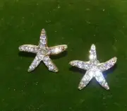 NWT Nautical Sea Star Starfish Shell Rhinestone Stud Pierced Earrings 7a 68