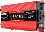 Maiju 500W Car Power Inverter 12V to 220-240V AC Converter Solar Inverter LCD Digital Modified Sinewave Inverter with AC Outlets USB Charging Port On-Off Switch for Car RV Solar Panel