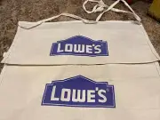 LOT OF 2 LOWE'S PROJECT CANVAS APRONS 2 POCKET 100% COTTON TOOL VINTAGE APRON