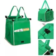 Green Storage Bags Reusable Large Trolley Clip-To-Cart Grocery Supermarket Bag