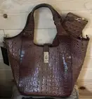 Crocodile Embossed Vegan Leather Handbag Purse Satchel W/ Wallet American Bee