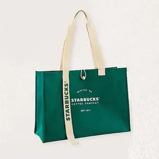 STARBUCKS 星巴克大容量綠色黑色帆布包單肩手提包便攜xtwtqjja