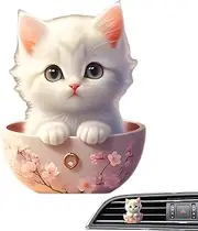 Cute Air Freshener - Odor Neutralizer, Scent Dispenser | Cartoon Lovely Auto Vent Clip Diffuser, Reusable Vehicle Insert, Decorative Air Purifier, Kitty-Themed Clip for Car Interior While Driving to W