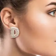 D Initial Rhinestone Studs