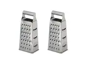 2x Cuisena 4-Sided Stainless Steel Box Grater Coarse Fine Slicing Zester Silver