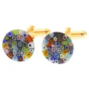 GlassOfVenice Murano Glass Color Splash Millefiori Cufflinks - 1/2 Inch