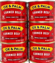 OX & Palm Corned Beef with Juices Original Chunky Style 15oz (Pack of 6)~12/2028