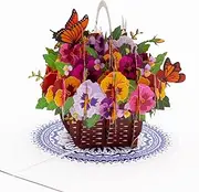Basket of Pansies & Butterfly 3D Pop up Card, Pop up cards Australia, Birthday Cards, Valentine's Cards, Handmade Cards for Mother's Day, Anniversaries, Get Well, Thank You