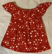 Shiny Happy Top Red With White Stars Girls Sz 5/6 NWOT Ruffled Front B3
