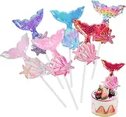 BESTonZON 6pcs Cake Decoration Mermaid Decorations Mermaid Cupcake Toppers for Mermaid Party Decorations Under The Sea Cupcake Topper Mermaid Cupcake Topper Mermaid Cake Decor