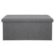 Storage Ottoman, Double, Grey Linen