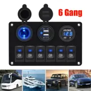 6 Gang 12V Switch Panel Dual USB Toggle for Boat Car Marine RV Truck Camper (for: Daihatsu)
