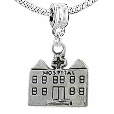 Hospital Building Dangle Charm Bead For Snake Charm Bracelet