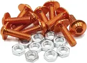 uxcell 10pcs M6 Orange Aluminum Alloy Hex Socket Head Motorcycle Bolts Screws Nuts