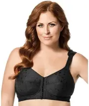Elila Front Opening Wire-Free Posture Bra - Black (Size 16H)