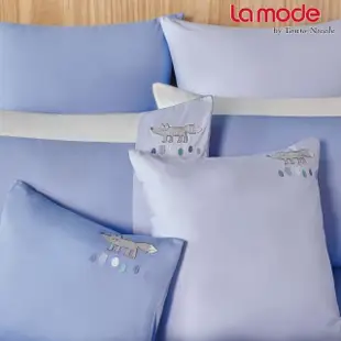 【La mode】環保印染100%精梳棉刺繡兩用被床包組-狐狸散步(單人)