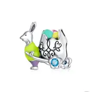 Easter Mr. Rabbit Silver plating Colorful Egg Charm Fit Bracelet DIY Jewelry