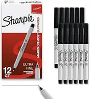 Sharpie Permanent Markers, Ultra Fine Point, Black, 12 Count, (37001)