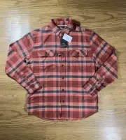 NWT Quicksilver Shirt Mens Medium M Red Orange Plaid Button Up Flannel Waterman