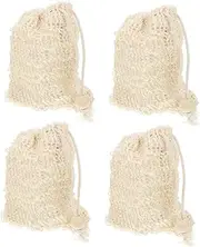 4pcs Cotton Linen Soap Pouch Bath Soap Pouch Soap Scrubber Pouch Small Drawstring Soap for Women Soap Saver Pouch Soap for Shower Soap Pouch Net Baluue