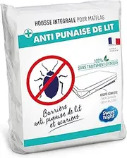 SWEET NIGHT - Full Mattress Cover 120 x 200 cm | Anti-Bed Bug and Anti-dust mite | Renovates Mattress | Zip | no Chemical Treatment | EP. up to 30 cm