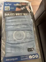 Sprigs Banjees 2 Pocket Wrist Wallet for Travel Running Hiking Sky Blue New!