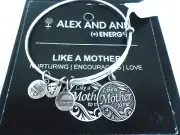 Alex and Ani LIKE A MOTHER Russian Silver Charm Bangle New W/Tag Card & Box