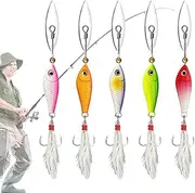 Fishing Lures Spoons,with Feather Tail Fishing Gear Bait 5X | Sequins Metal Hooks, Spoon-Shaped Tackle Accessories for Freshwater, Trout, Whitefish
