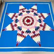 Handmade Texas Lone Star Cotton Queen Size Patchwork quilt top/topper