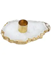 Alice Pazkus Flat Agate Stone Candle Holder