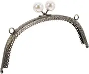 FUNNETOYU Pearl Lock Purse Frame Coin Bag Making Accessories with Elegant Flower Grain Design for DIY Handmade Crafts