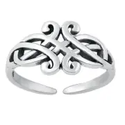 8.5mm Celtic Band 925 Sterling Silver Toe Ring Thin Adjustable Toe Ring