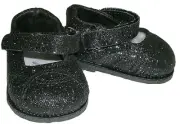 Black Sparkle Mary Jane Shoes Fits 18 inch American Girl Dolls