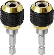 2 Pcs 1/4 Inch Hex Shank Drill Bit Extension Screwdriver Bit Holder Extension Rod Self-Locking Drill Bit Holder Quick Release Chuck Adapter Connector Power Drill Tool [60mm Length]