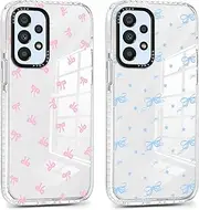 [Yomjew] 2 Pack Cute Clear Bow Phone Case for Samsung Galaxy A53 5G 6.5 inch, Aesthetic Trendy Soft Slim Fashion Protective Shockproof TPU Bumper Cover for Women Girls-Bow