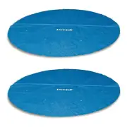 Intex 16 Foot Round Easy Set Outdoor Backyard Swimming Pool Cover, Blue (2 Pack)